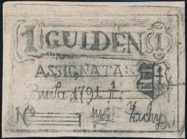 1791. 1 Gulden Assignata kézzel rajzolt bankjegy, színházi kellék a XIX. századból? T:III