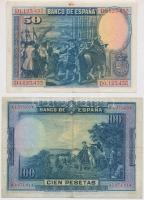 Spanyolország 1928. 50P + 100P T:III
Spain 1928. 50 Pesetas + 100 Pesetas C:F 
Krause 75, 76
