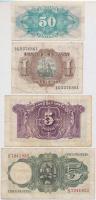 Spanyolország 1935. 5P + 1937. 50c + 1951. 5P + 1953. 1P T:III,III- 50c ragasztonyommal
Spain 1935....