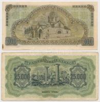Görögország / Német-olasz megszállás 1941. 100D + 1943. 25.000D T:III,VG 
Greece / German-Italian O...