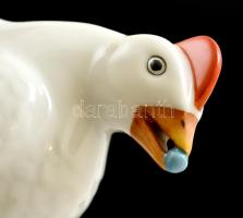 Herendi porcelán tyúk, kézzel festett, jelzett, hibátlan, m: 19 cm