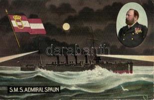 1909 SMS Admiral Spaun az Osztrák-Magyar Haditengerészet gyorscirkálója / K.u.K. Kriegsmarine / Austro-Hungarian Navy light cruiser, Hermann von Spaun admiral, naval flag. G. Fano, Pola No. 60. s: Kappler (EK)