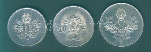 1956. "10 éves a Ft" 10Ft Ag T:2 + 20Ft Ag T:2 + 25Ft Ag T:2 pici ph