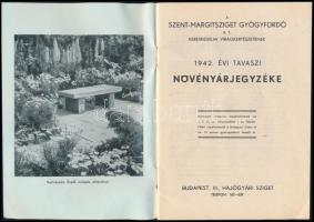 1942 Szent Margit-szigeti virágkertészet növény árjegyzéke, 32 p