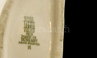 Zsolnay porcelán madárpár, kézzel festett, jelzett (Sinkó), hibátlan, 14,5×7 cm