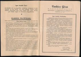 1948 Vadász Géza magkereskedése árjegyzék, Magüzlet árjegyzék, 19 p