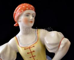 Herendi lány, kézzel festett, jelzett, apró kopásokkal, m: 24,5 cm