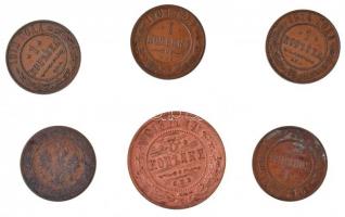 Orosz Birodalom 1904-1914. 1k Cu (5xklf) + 1913. 3k Cu T:2,2-
Russian Empire 1904-1914. 1 Kopek Cu ...