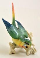 Ens hullámos papagáj, kézzel festett, jelzett, apró kopásokkal, m: 8 cm