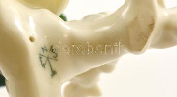 Ens hullámos papagáj, kézzel festett, jelzett, apró kopásokkal, m: 8 cm