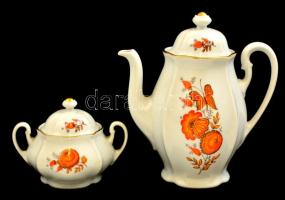 Bohemia csehszlovák mokkás készlet, kézzel festett, apró kopásokkal