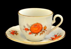 Bohemia csehszlovák mokkás készlet, kézzel festett, apró kopásokkal