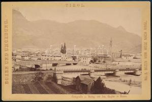 cca 1900 Bozen, Bolzano (Südtirol): Látkép, híd L. Jos. Gugler Bozen műterméből, keményhátú fotó, 10x16 cm