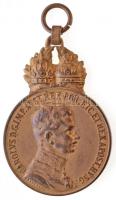 1917. "Bronz Katonai Érdemérem a katonai érdemkereszt szalagján" aranyozott Br kitüntetés mellszalag nélkül, "BRONZE" fémjel a peremen T:2  Hungary 1917. "Bronze Military Merit Medal on a war ribbon (Signum Laudis) " gold plated Br decoration, with "BRONZE" hallmark on edge, without ribbon C:XF  NMK 326.