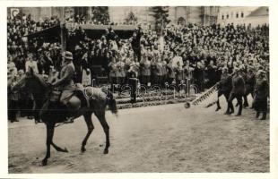 1940 Kolozsvár, Cluj; bevonulás, Horthy Miklós, Purgly Magdolna / entry of the Hungarian troops (ragasztónyom / gluemark)