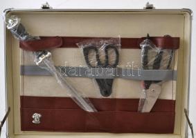 Hofburg húsvilla és kés készlet, bőröndben, jó állapotban