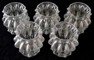 5 db dekoratív üveg lámpabúra, némelyik apró csorbákkal, különböző méretben