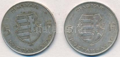 1947. 5Ft Ag "Kossuth" (2x) T:2-3