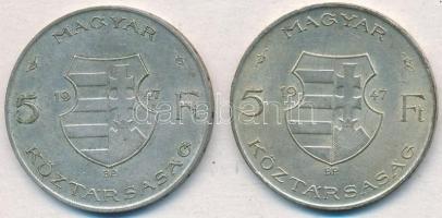 1947. 5Ft Ag "Kossuth" (2x) T:2-3