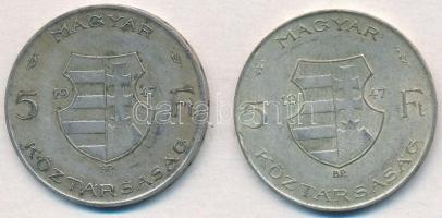1947. 5Ft Ag "Kossuth" (2x) T:2-3