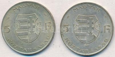 1947. 5Ft Ag "Kossuth" (2x) T:2-3