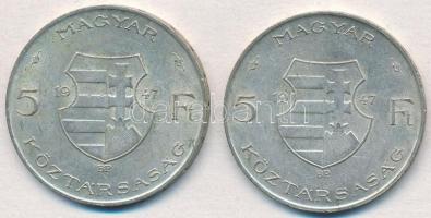 1947. 5Ft Ag "Kossuth" (2x) T:2-3