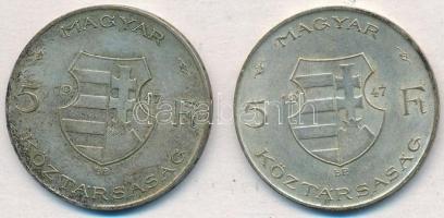 1947. 5Ft Ag "Kossuth" (2x) T:2-3