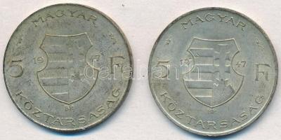1947. 5Ft Ag "Kossuth" (2x) T:2-3