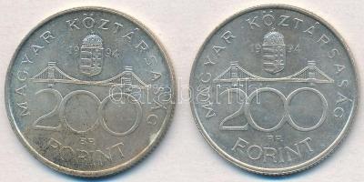 1994. 200Ft Ag "Deák" (2x) T:2 kis patina