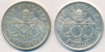 1992. 200Ft Ag "MNB" (2x) T:2 patina