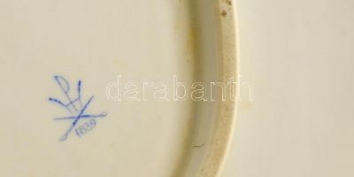 Herendi Eton mintás tál, kézzel festett, jelzett (tanuló), kopásokkal, 37×28 cm