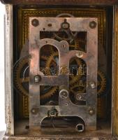 Régi asztali óra másodpercmutatóval, kulccsal, működik, rozsdás burkolat, m: 16 cm