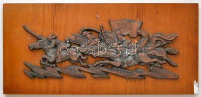 Kozák roham szovjet réz falidísz, 18×46 cm