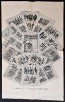 1900 Magyar viseletek története c. könyv nagyméretű prospektusa. Bp., Franklin, szakadt, 47x30 cm