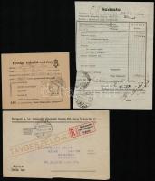 1921-1937 Vegyes nyomtatvány tétel, feladószelvények, térti vevények, távbeszélő számlák, postai uta...