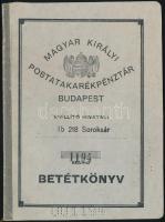 1942-1943 M. Kir. Postatakarékpénztár betétkönyve, két bejegyzéssel.