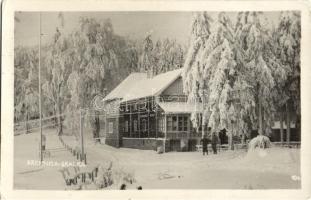 1935 Körmöcbánya, Kremnitz, Kremnica; Kremnica-Skalka / menedékház és sífelvonó a Körmöci-hegységben / cable car, ski lift, chalet, tourist house in the mountains (Kremnické vrchy). photo (EK)