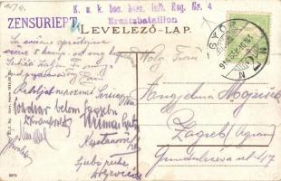 Győr, látkép zsinagógával + K.u.K: bes. herz. Inft. Reg. Nr. 4. Ersatzbataillon (EK)