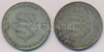 1947. 5Ft Ag "Kossuth" (2x) T:2-,3 patina