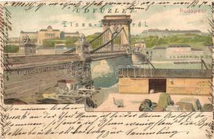 Budapest, Lánchíd. "Üdvözlet Tiszafüredről" felirat. litho s: Geiger R.  (EK)