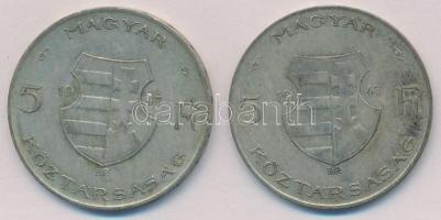 1947. 5Ft Ag "Kossuth" (2x) T:2-,3