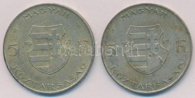 1947. 5Ft Ag "Kossuth" (2x) T:2-
