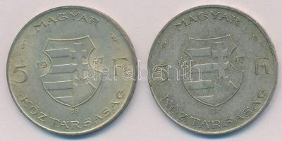 1947. 5Ft Ag "Kossuth" (2x) T:2,2-