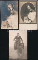 cca 1921 5 db fotó Romváry Emil gépészmérnökről érdekes beállításokban, kettőn aláírással, fotólapok és egy kétoldalas fotó, 8x13 cm és 10,5x6,5 cm közötti méretben