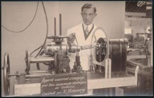 cca 1921 5 db fotó Romváry Emil gépészmérnökről érdekes beállításokban, kettőn aláírással, fotólapok...