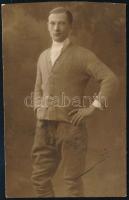 cca 1921 5 db fotó Romváry Emil gépészmérnökről érdekes beállításokban, kettőn aláírással, fotólapok...