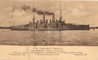 SMS Habsburg osztrák-magyar Habsburg-osztályú pre-dreadnought csatahajó / K.u.K. Kriegsmarine SM Linienschiff Habsburg. Ernst Wiest Nr. 58A (Rb)