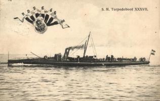 SM Torpedoboot XXXVII. / K.u.K. Kriegsmarine Tb-37 torpedo boat. G. Fano. Pola 1908-09. 33.