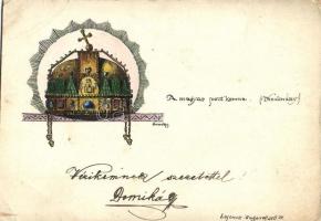 1916 A magyar szent korona (tanulmány). Saját kézzel rajzolt / Hungarian holy crown (study). Hand-drawn s: Domokos (EB)
