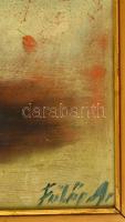 Fülöp jelzéssel: Virágcsendélet. Olaj, karton, kis festék kopásokkal, kereten apró hibákkal, 50×70 c...